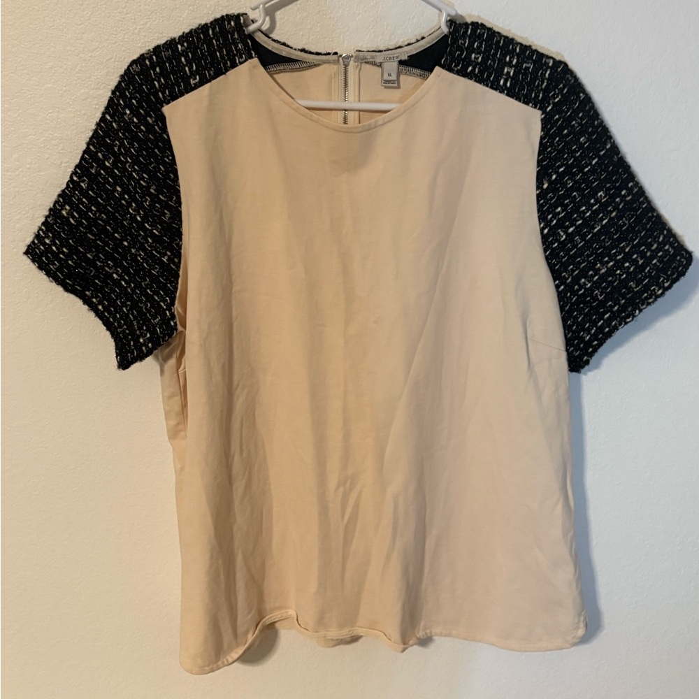 Elegant Cream and Black Women's Top,‎ Size XL, J Crew